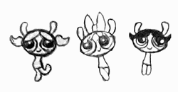 Sketches of all three girls.